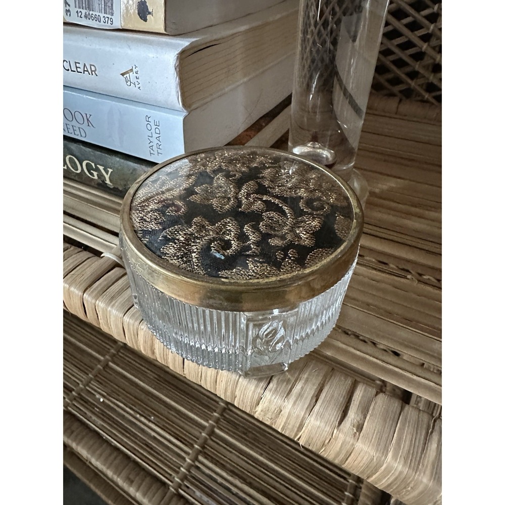 Vintage Art Deco Footed Glass Vanity Powder Jar